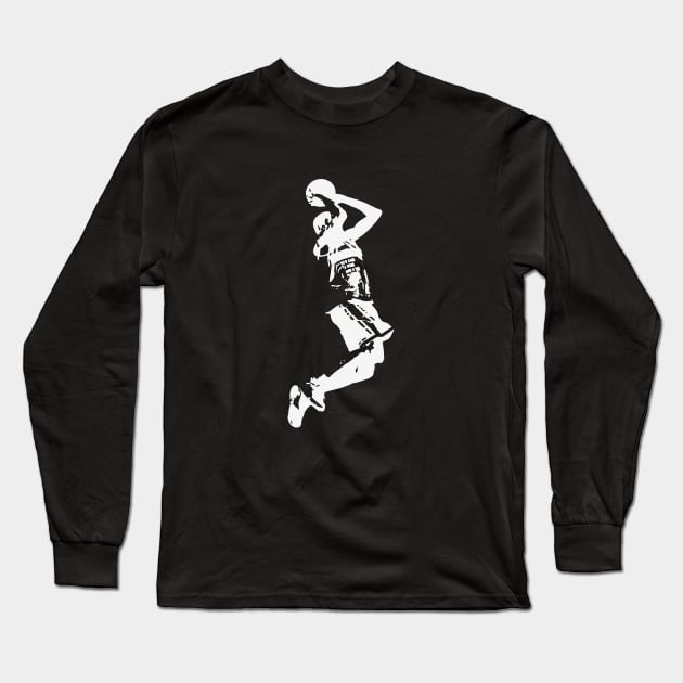 Basketball Player Slam Dunk Long Sleeve T-Shirt by Foxxy Merch